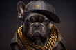French bulldog dressed in human clothes, ai generated, puppy gangster rapper