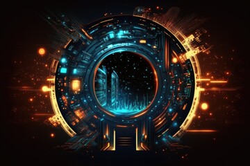 Wall Mural - Futuristic Portals in the Metaverse, generative AI