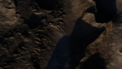 Wall Mural - Alien Planet 1002: Aerial flyover alien landscape.