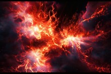 Abstract Wallpaper Fire And Lightning Storm Explosions Fractal Styled, Digital Art, Generative Ai