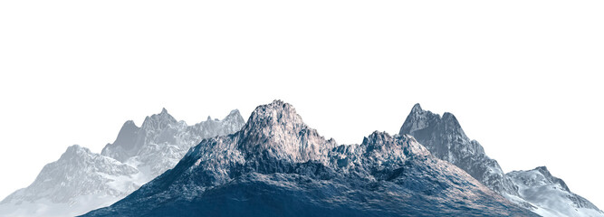 Fototapete - Snowy mountains Isolated on white background 3d illustration