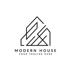 Wall Mural - Abstract Modern House Logo with Minimalist Lines Design Concept.