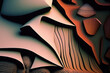 A closeup of a sculptural surface with carved abstract three-dimensional, organic wooden and metal shapes. Background. AI-generated