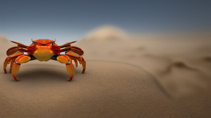 cartoon crab in the sand, Generative AI