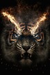 tiger face shaped firework. Generative Ai.
