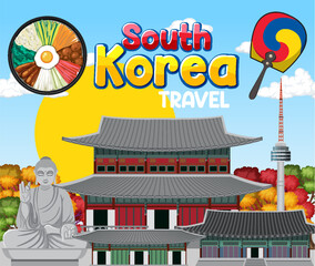 Poster - South Korea famous landmark element