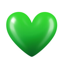 Green Heart Shape Isolated On Transparent Background
