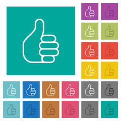 Poster - Left handed thumbs up outline square flat multi colored icons