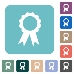 Badge with ribbons rounded square flat icons