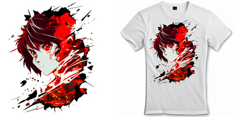 Anime young man, t-shirt design