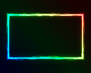 Futuristic glowing rgb neon border stream overlay gui screen frame template