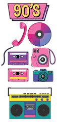 Wall Mural - 90s retro objects and elements set