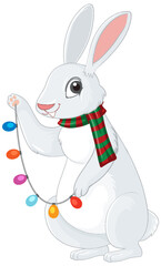 Wall Mural - A rabbit holding light bulb