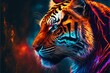 Tygrys abstrakcyjny kolorowy akrylowy Generative AI
