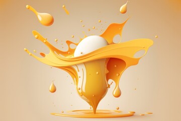 Wall Mural - Concept of orange juice splash. a pale yellow color Levitating a drop. enticing fruit Drinkable liquid. healthy beverage. Generative AI