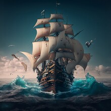 Pirates Ship In The Ocean