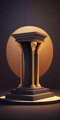 Poster - Romanesque podium mockup on a luxurious background with shadows and lights for branding presentations. illustration. Generative AI