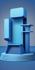 Canvas Print - background podium scenario with goods display. Blue product stand, blue product display, and blue product podium with a blue background. Generative AI