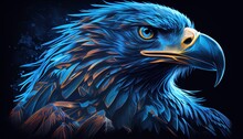 Majestic Ruler Of The Skies: A Blue-Backed Bald Eagle. Generative AI, Portrait Of A Eagle, American Bald Eagle