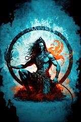 Wall Mural - Colorful and Cosmic Painting Of God Shiva