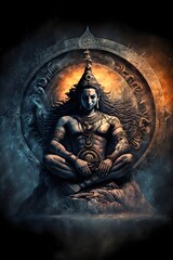 Wall Mural - Colorful and Cosmic Painting Of God Shiva