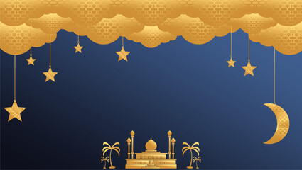 golden ramadan kareem background, luxury wallpaper design for covers, invitation backgrounds, packaging design, wall art and print. Vector illustration