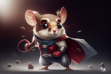 Mouse In Cape, The Miniature Superhero On A Mission, Generative AI