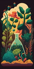 Wall Mural - Background of biochemistry with plants. Generative AI