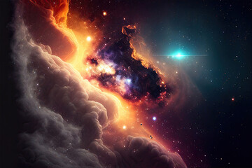 Wall Mural - space background. galaxy and nebula in night sky with bright stars. abstract cosmic background. crea