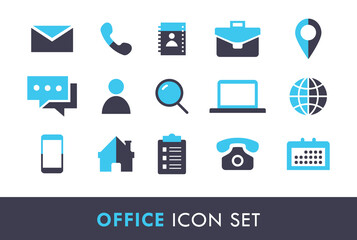 Wall Mural - contact business office dual tone icon set vector illustration