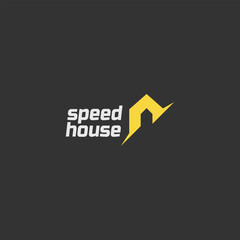 Wall Mural - bold speed house logo vector design template isolated on black background. simple slaughterhouse iconic logo design vector illustration. 