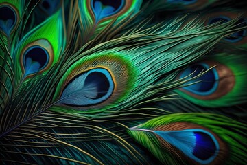 Wall Mural - Peacock feather background. Abstract style background Generative AI