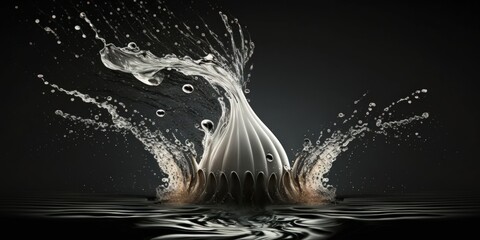 Wall Mural - Elegant water splash lone against a dark background. Generative AI