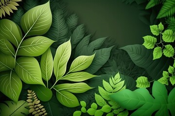 Sticker - The summertime garden's green leaf nature. As a spring background cover page or greenery wallpaper, natural green leaves plants are used. Generative AI