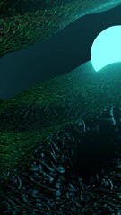 Wall Mural - vertical video animation - Sci-fi landscape digital background.
