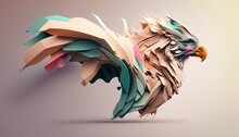 Eagle Bird Weird Animal Abstract Illustration Minimalistic Geometric Background Generative Ai In Pastel Colors