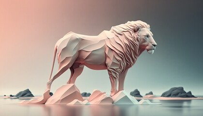  Lion panthera animal abstract wallpaper in pastel colors generative ai