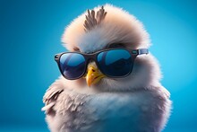 Sweet And Funny Baby Chick Wearing In Fashion Sunglasses. Generative AI