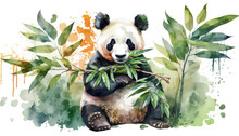 Cute Panda Eat Bamboo. Generative AI
