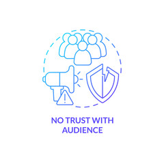 Wall Mural - no trust with audience blue gradient concept icon. bad relations. affiliate marketer mistake abstrac