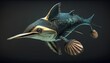 Unique swordfish bird lizard animal hybrid, amazing animals that doesn't exist! Made with generative AI