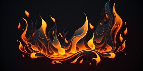 Canvas Print - Flame heat fire abstract background black background. Generative AI