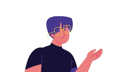 Wall Mural - man wearing eyeglasses character animation