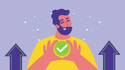 Wall Mural - bearded man speaking character animation