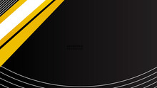 Tech Black Background With Contrast Yellow Stripes. Vector Graphic Design Illustration With Copy Space.