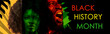 © master1305 - African-american woman and man over black background with red yellow green colors. Racial equality. Black History Month. Banner, poster. Concept of human rights, freedom, history, activism.