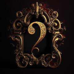 golden ornate frame with question mark