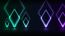 Cyan Violet Neon Laser Rhombuses Technology Background
