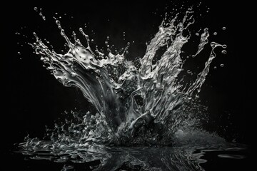 Wall Mural - Isolated water splash on a dark background. Generative AI