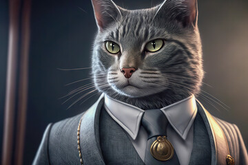 Wall Mural - portrait of cat dressed in a formal business suit